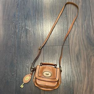 Fossil brown leather crossbody purse